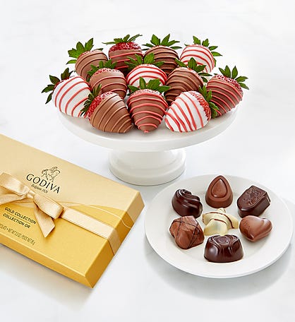 Godiva® 8pc Ballotin & Love & Romance Strawberries